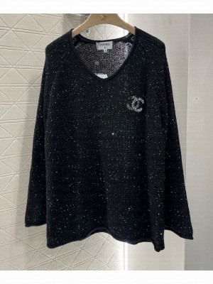 Chanel Women's Wool Yarn Sweater Black