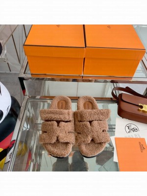 Hermes woolskin Oran Flat Slide Sandals 142 2022 Collection