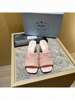 Prada Quilted leather 65 mm Block-Heel slides sandals Mule 2022 Collection 03