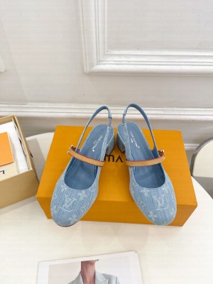 Louis Vuitton Romy Slingback Monogram denim Light Blue Pump 