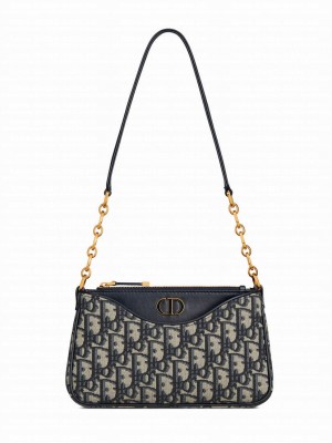 Christian Dior 30 Montaigne Hobo Avenue Mini Bag Dark Blue
