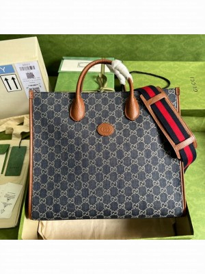 Gucci Medium tote with Interlocking denim G 674148  Blue