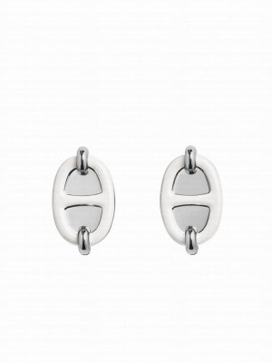 Hermes Mini Maillon Earrings White