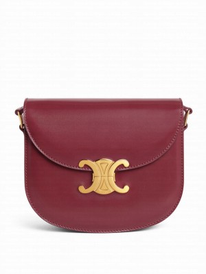 Celine Teen Besace Triomphe In Shiny Calfskin Red