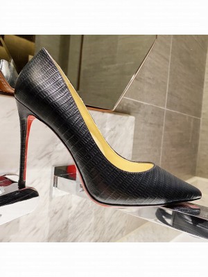 Christian Louboutin Snakeskin Embossed Leather Pumps Black 2021 Collection