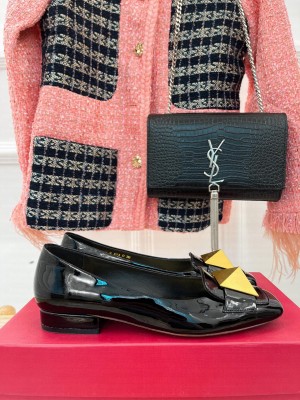 VALENTINO ONE STUD FLATS BLACK