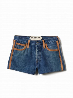 Miumiu Women's Navy Denim Shorts Blue