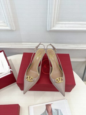 Valentino Garavani The Bold Edition Vlogo Slingback 60mm Sandals In Gray Calfskin 2025