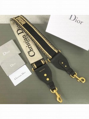 Christian Dior Embroidered Canvas Shoulder Strap Black
