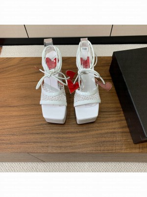 Alaïa WEDGE SANDALS LACE UP IN PATENT LEATHER WHITE
