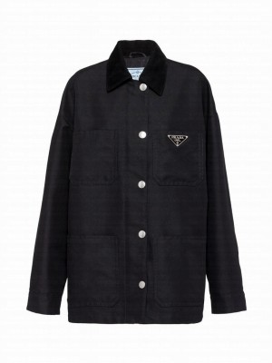 Prada Women's Technical Canvas Blouson Jacket Black
