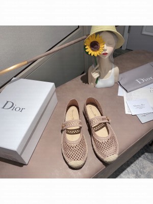 DIOR CARO ESPADRILLE BALLERINA FLAT PINK Mesh Embroidery