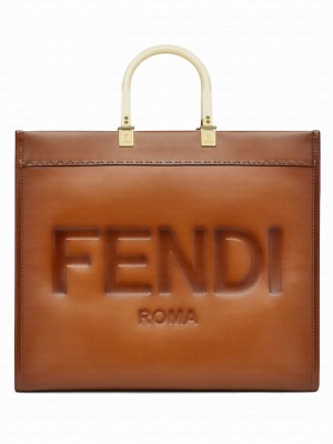 Fendi Sunshine Large Shopper 8BH386 Coffee