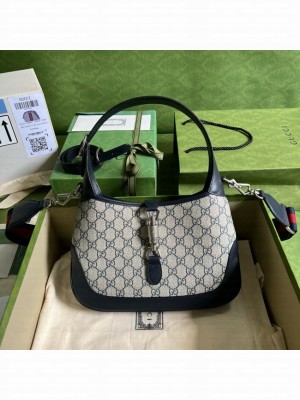 GUCCI JACKIE 1961 SMALL ebony GG Supreme canvas SHOULDER BAG 810232 dark blue