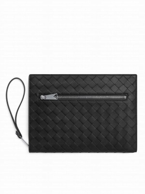 Bottega Veneta Small Intrecciato Document Case Black
