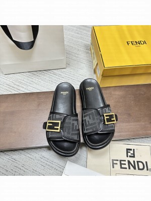 Fendi Feel Dove FF chenille slides 2023 black