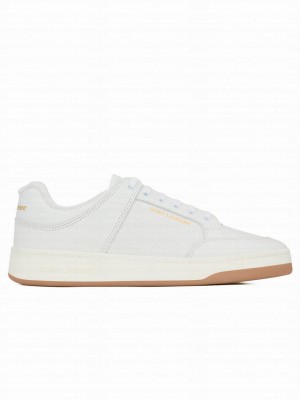 Saint Laurent Unisex Sl/61 Sneakers In Perforated Leather White