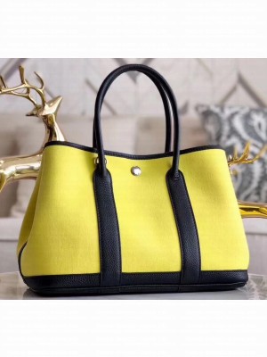 Hermes Canvas Garden Party 30/36 Bag Yellow