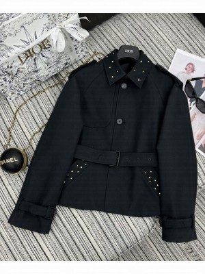Christian Dior Women's Short Trench Coat Black