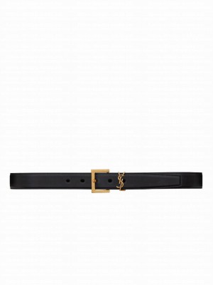 Saint Laurent Monogram Belt With Square Buckle Black
