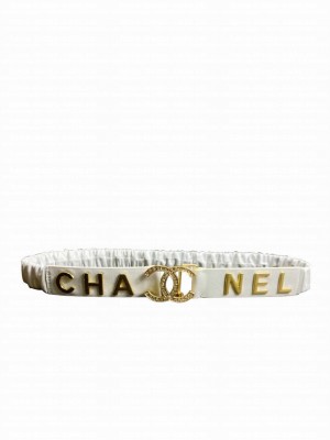 Chanel Stretch Sheepskin Leather Belt White