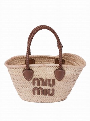Miumiu Woven Fabric Tote Bag 5BG273 Apricot