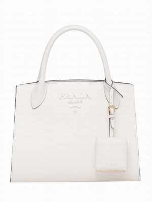 Prada Monochrome Saffiano Leather Bag 1BA156 White