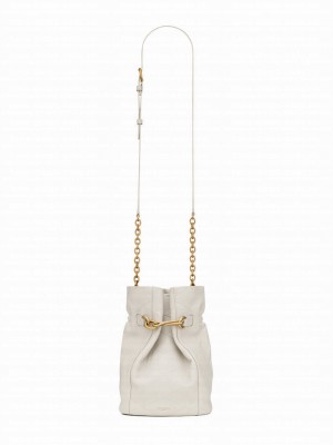 Saint Laurent Le Maillon Hook Bucket Bag In Supple Leather Cream