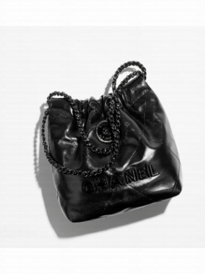 CHANEL 22 MINI HANDBAG AS3980 Shiny Calfskin &black
