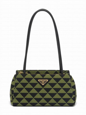 Prada Small Embroidered Fabric Prada Symbole Bag Green