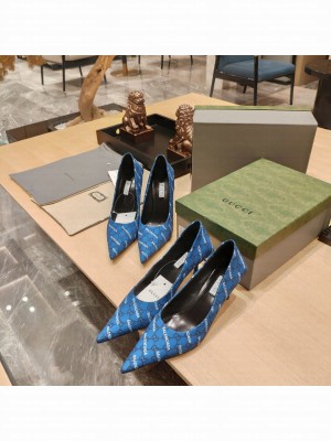 Gucci x Balenciaga 65mm/100mm the Hacker Project Square Knife Pump Blue 2022 Collection