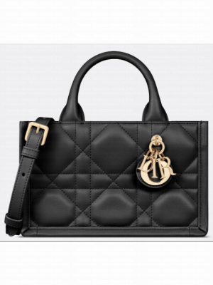 Mini Dior Book Tote Macrocannage Calfskin S5573OW black