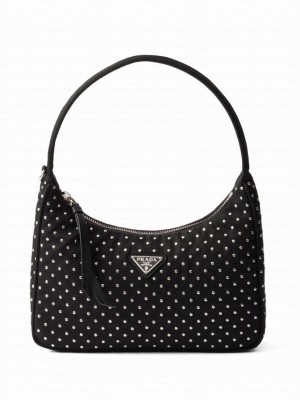 Prada Re-Edition Re-Nylon Mini Bag With Studs 1BC515 Black