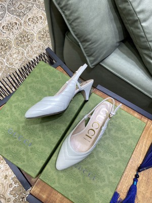 Gucci Women's matelassé chevron leather sling back Gray 2021 Collection