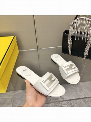 Fendi BAGUETTE White leather slides 2022 Collection
