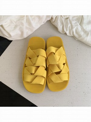 Bottega Veneta Braided elastic Yellow slippers 2021 Collection