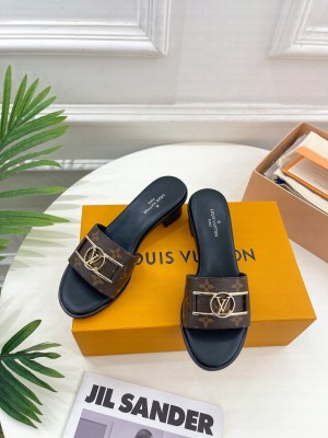 Louis Vuitton Lock It 4.5 Slide Sandals in Monogram Canvas Black 2023 06