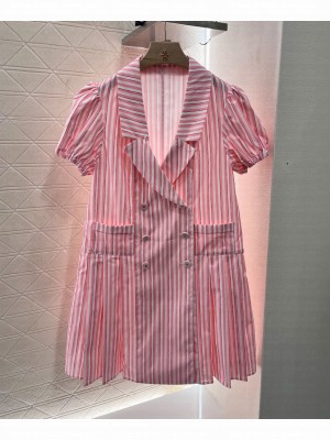 Chanel Women's Striped Dress Pink