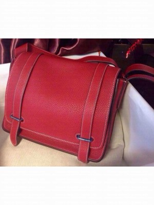 Hermes Steven 35cm Men'S Red Original Leather Bag