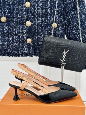 Louis Vuitton Blossom Patent leather Slingback Pump Black