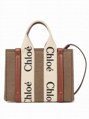 Chloe Small Woody Tote Bag With Strap Apricot