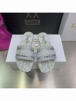 Dior Dway Slide With Crystal Embroidered Cotton 2023 Collection 01