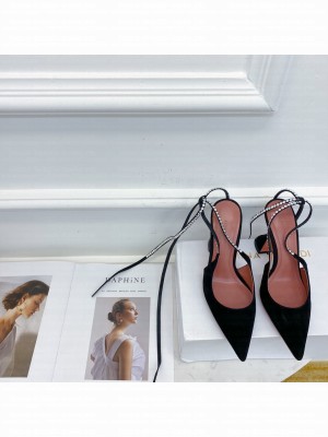 AMINA MUADDI Gilda embellished suede 9.5cm pumps Black 2021 Collection