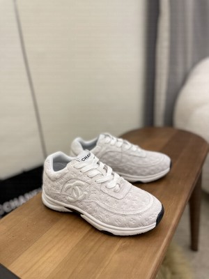 Chanel Women's G39230 Printed Suede Calfskin Sneakers 01