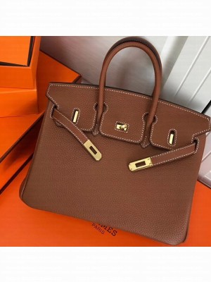 Hermes Birkin 25cm Bag Brown in Togo Leather With Gold Hardware