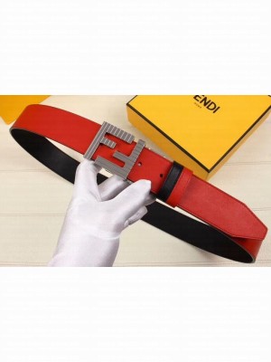 Fendi FF Buckle Calfskin Reversible Belt Black/Red/Silver