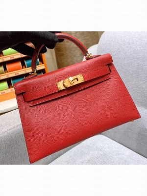 Hermes Mini Kelly II Bag in Original Epsom Leather Red