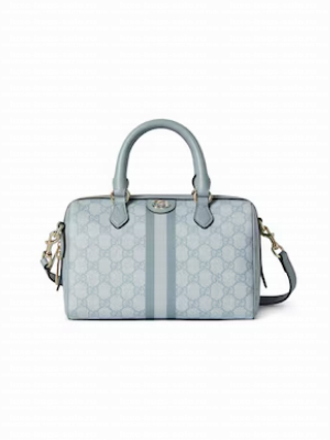 GUCCI OPHIDIA GG SMALL TOP HANDLE BAG 772061 Dusty blue