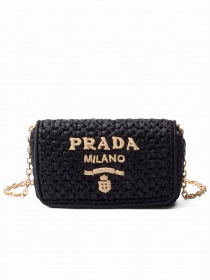 Prada Crochet Shoulder Bag Black