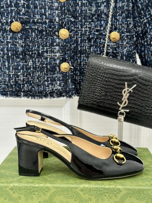 Gucci Horsebit 6.5cm Black patent leather 794324 Slingback Pump 2024